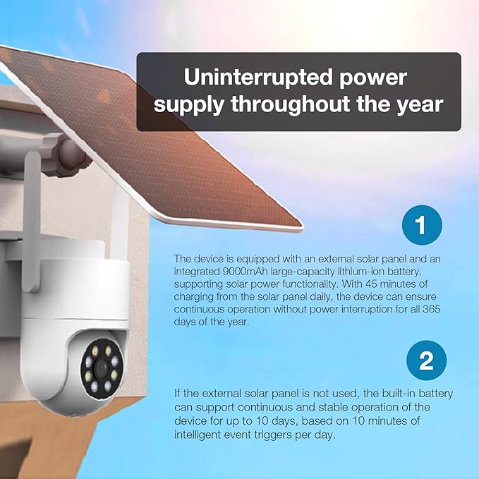 5MP Solar Security Cameras Wireless Outdoor, 3K AOV 24/7 Recording Cameras for Home Security with 360° View, APP Alarm, Auto Tracking, Night Vision, Dual-Band WiFi, IP65, 8W Solar Panel