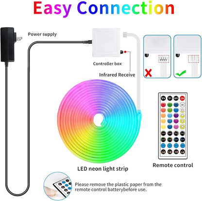 segrass 66FT Neon LED Rope Lights IP65 Waterproof LED Lights for Bedroom Flexible LED Light Strip with Remote/APP Control RGB Lighting Strip for Indoors Outdoors Bedroom Room Home Décor