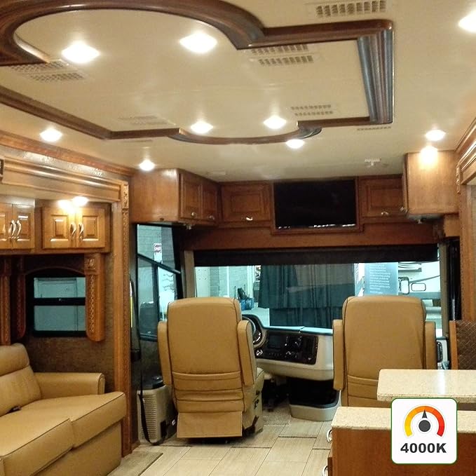 4.5Inch LED RV Interior Light Recessed Mount - 6 Packs, 12V RV Puck Light, 4000K Cool White Light, for RV Camper Trailer Motorhome Boat