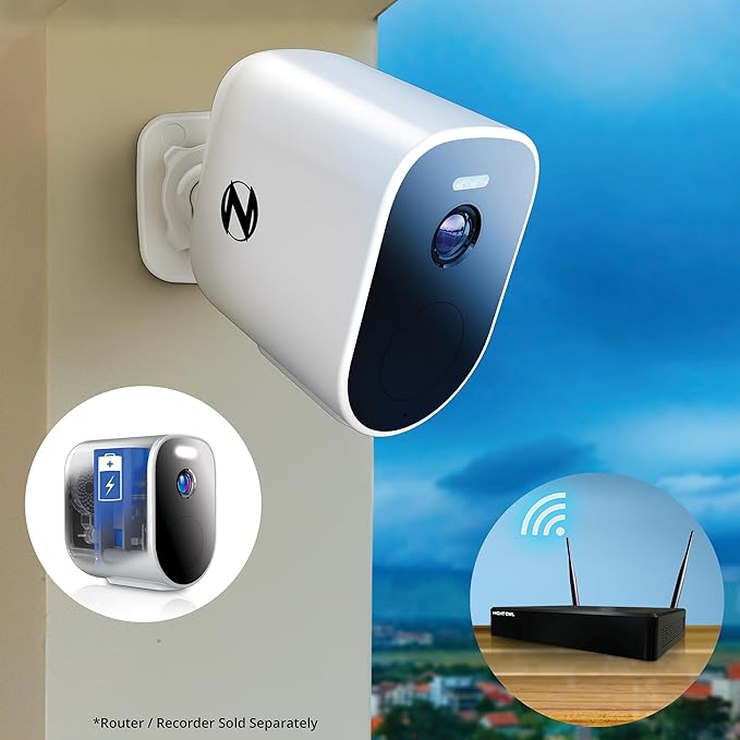 Night Owl Wire Free 2K HD Indoor/Outdoor Deterrence Camera with 2-Way Audio