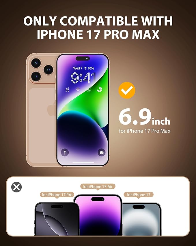 PDDKISS Compatible for iPhone 17 Pro Max Privacy Screen Protector 6.9 Inch, Purple Gradient Anti Spy Anti Blue Light HD Tempered Glass Easy Installation