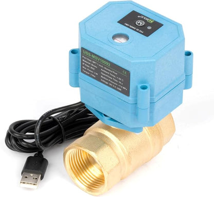 U.S. Solid WiFi Smart Motorized Ball Valve 1 inch NPT for Water Control & Irrigation, 2 Way Brass Electric Valve, USB Powered, LED Status Indicator, Flow Direction Window, Remote On/Off Control