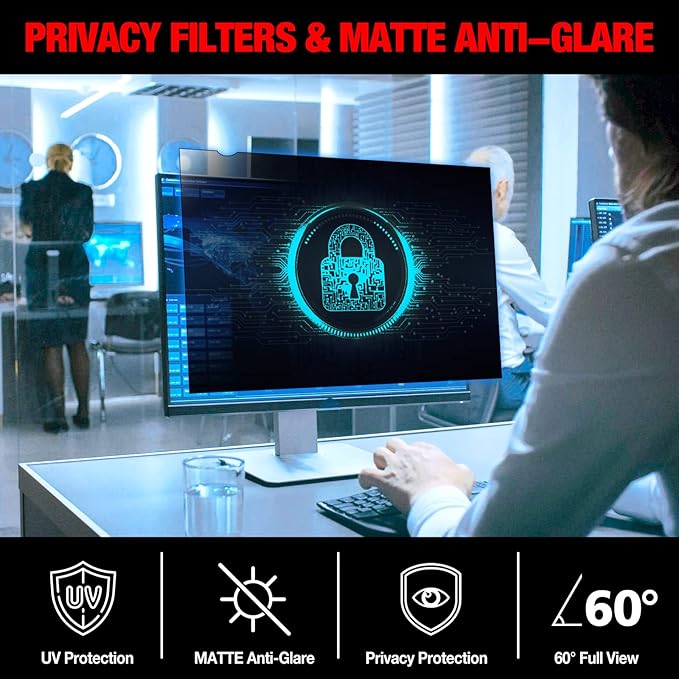 Computer Privacy Screen Filter for 21.5 Inch 16:9 Widescreen Monitor, Anti-Spy/Anti Glare Protector Office Accessories - WxH: 18 3/4" x 10 9/16" (476mm x 268mm)