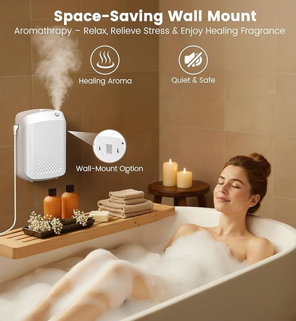 XEITIN Waterless Essential Oil Diffuser 3000 Sq.Ft Coverage for Large Home Hotel Office, 400ml Cold Air Scent Machine, Bluetooth App Control, No-Noise Aroma Diffuser Wall Mount Gift for Mom for Her