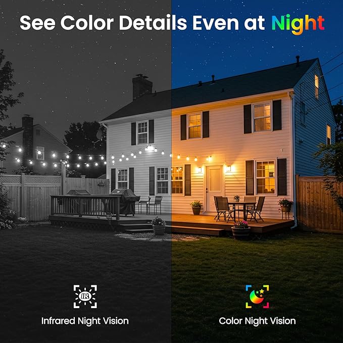 2K 3MP Security Cameras Wireless Outdoor, Battery Powered AI Human Detection Outdoor Camera with White Light, Siren, Color Night Vision, 2-Way Talk, IP65 Waterproof, SD/Cloud Storage, 2.4Ghz WiFi only