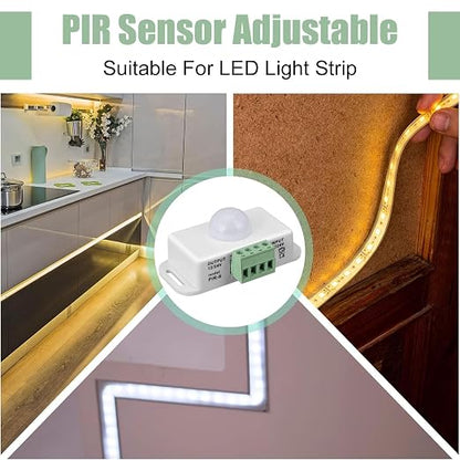 6 Pack 12V 24V PIR Sensor LED Motion Sensor Motion Detector Light Switch Body Infrared Sensing Timer Function Sign Control PIR Controllerfor Flexible LED Strip Lights(White)