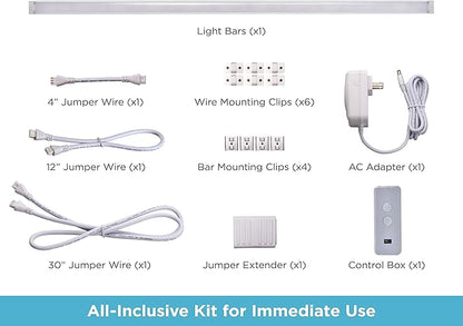 PureOptics LED Works with Alexa Smart Under Cabinet Lighting, Adjustable LEDs, 24" Bar, White