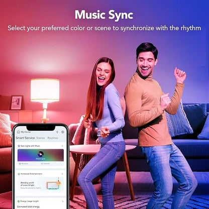 OREiN Matter Smart Light Bulb, A19 & A21 Smart Light Bulbs Work with Apple Home, Alexa, Google Home, SmartThings, Color Changing Light Bulbs 2.4Ghz WiFi, 800 & 1600Lumens Equivalent 60W 4Pack