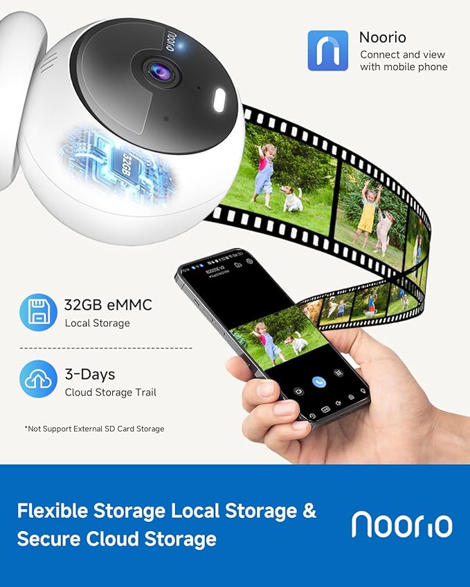 Noorio Security Cameras Wireless Magnetic, 2K Indoor Outdoor Camera for Home Battery Powered, Smart Motion Detection Outdoor Pet Camera, Free Local Storage MagCam, 2.4G WiFi, B210S