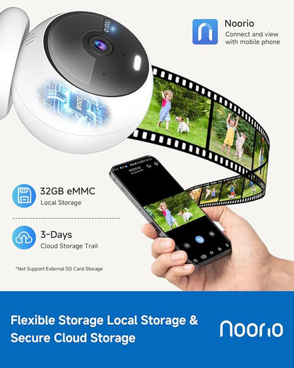 Noorio 2K IP66 Magnetic Wireless Security Camera,32GB Local Storage,B210SE