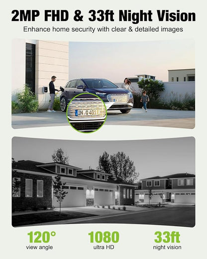 MUBVIEW 1080p Wireless Video Doorbell with Chime, No Subscription