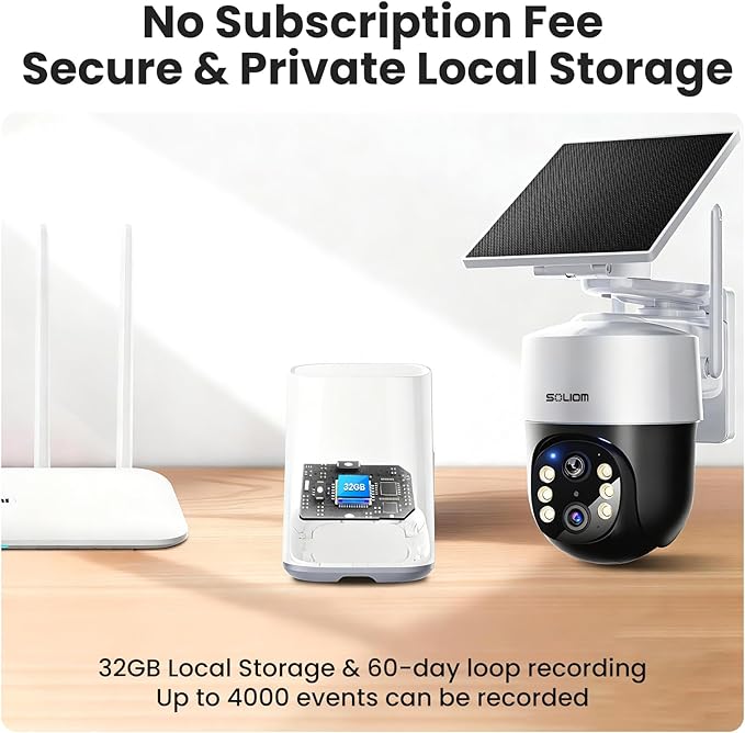 SOLIOM- True 4K HD Security Cameras Outdoor Wireless, Add-On Camera, Solar Powered, Auto Tracking,Requires SOLIOMBASE, SOLIOMBASE Supports Up to 4 Cams