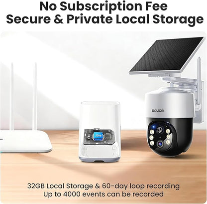SOLIOM- True 4K HD Security Cameras Outdoor Wireless, Add-On Camera, Solar Powered, Auto Tracking,Requires SOLIOMBASE, SOLIOMBASE Supports Up to 4 Cams