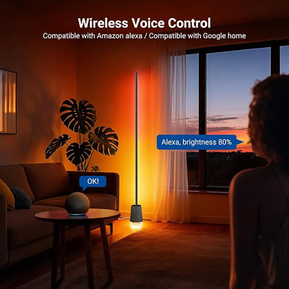 NEEWER NF06 RGB IC CW Smart Floor Lamp, 1500lm LED Standing Corner Light Compatible with Google and Alexa, APP/AI Design/Music Sync/16 Million Color Ambient Lighting, Living Room Bedroom Home Decor