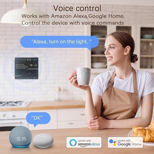WiFi Smart Relay Switch Module,4 Channel 5V 12V 32V Dry Contact Passive Output Wireless Relay Controller with External Switch Pin,Compatible with Alexa Google Home