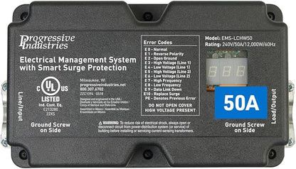 Progressive Industries EMS-LCHW50 Heavy Duty RV Surge Protector, Black, 50 Amp