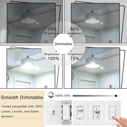 7.3 Inch E26 Led Bulb 6W Dimmable, 4000K Neutral White Edison Bulbs, Equal 80 Watt T10 T9 Long Tubular Clear Glass Light Bulb 800LM for Vanity Pendant Pipe Wall Sconces - UL Cert 2Pack