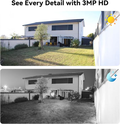 Wired Security Camera System Outdoor, 4X 3MP CCTV Camera, 500G HDD
