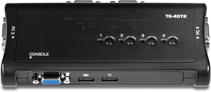 TRENDnet 4-Port USB KVM Switch, TK-407K, Black,NDAA & TAA Compliant