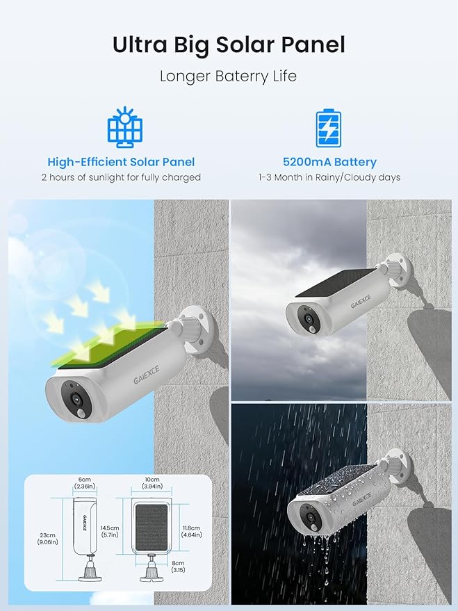 Solar Security Cameras Wireless Outdoor 4 Cam Kit Expadable to 10H, No Subscription Cameras for Home Security System, 64G Local Storage, 2.4G &5G WiFi, 2K Color Night Vision Two-Way Audio IP66
