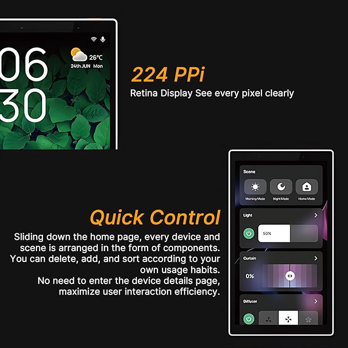5 Inch Smart Home Control Panel Touchscreen, Wall Mount Smart Devices Switch, White - Built - in Voice Assistant, Multimode Gateway, Quick Control for Home Automation