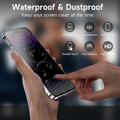 3-Pack for Privacy Screen Protector for iPhone 15/15 Pro, Sensor Protection, Anti Spy Private Tempered Glass Film, Touch Sensitive, Bubble-Free, 9H Hardness Screen Protection 6.1 Inch