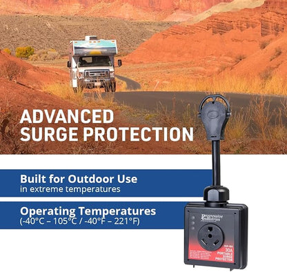 Progressive Industries SSP-30X Portable RV Smart Surge Protector, Black, 30 Amp