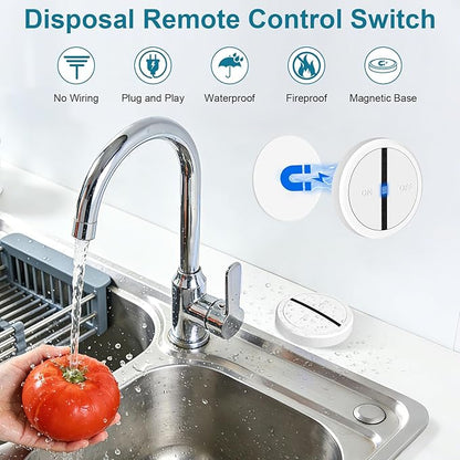Greencycle Wireless Remote Control Outlet Plug with Switch,On Off Outlet Switch for Light,15A,Renmote Control for Indoor Lights,Lamps,Household,300ft Long Range,No Wiring,White,1SW+2Outlets
