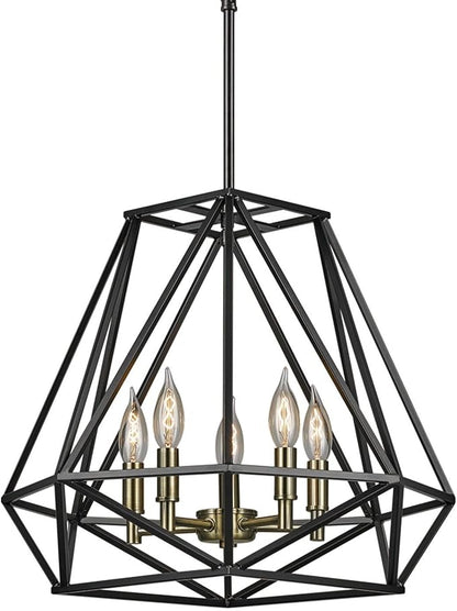 Globe Electric 65435 Sansa Chandeliers, Matte Black, Gold Accent Socket, Bulb Not Included