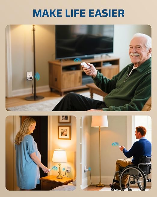 DEWENWILS Indoor Outlet Timer with Remote, 100FT Remote Control Outlet with 5/15/30/60Min & 2/4Hrs Countdown, 15A/1875W Light Timer for Lamps, Fans, Household Appliance