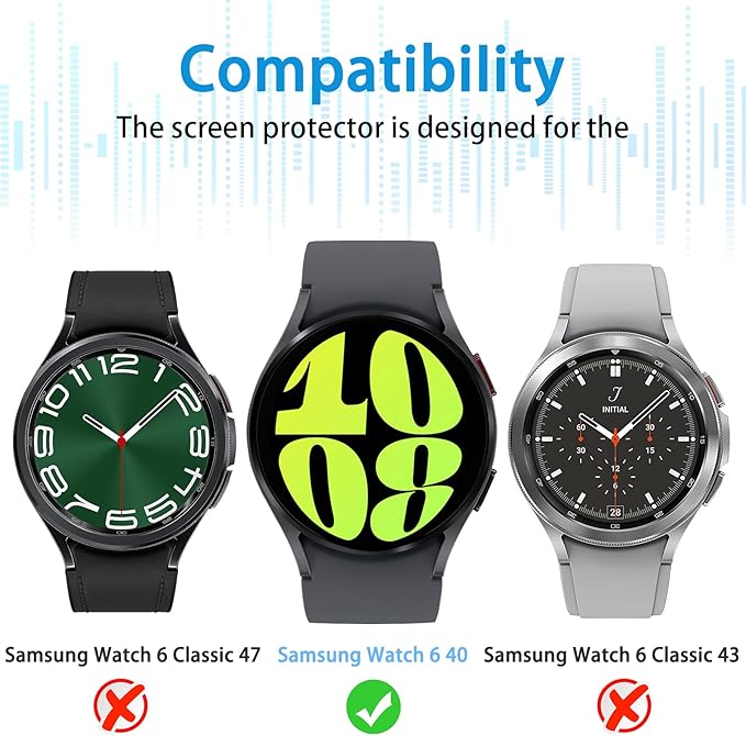 Suoman 4-Pack for Samsung Galaxy Watch 6/Galaxy Watch 7 40mm Screen Protector, [Anti-Scratch] 2.5D 9H Hardness Ultra-thin Tempered Glass Screen Protective Film