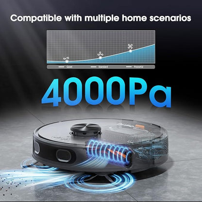 Robot Vacuum and Mop, Mapping Robotic Vacuums Cleaner with LiDAR Navigation Smart & Strong Suction, WiFi/App/Alexa/Voice Control, Obstacle Avoidance, for Home, Wood/Hard Floors, Pet Hair -Black