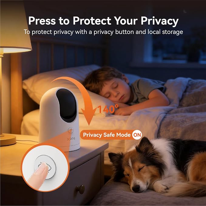 4K UHD Indoor Camera, 64G Built-in Storage No Subscription,Pet Camera Indoor with Phone App,Work as Baby Monitor/Cat/Dog Camera,360°Pan&Tilt,Two-Way Talk,Privacy Mode,AI Tracking/Detection,2-Pack