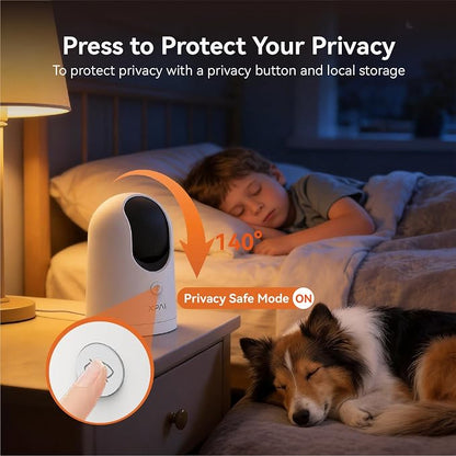 4K UHD Indoor Camera, 64G Built-in Storage No Subscription,Pet Camera Indoor with Phone App,Work as Baby Monitor/Cat/Dog Camera,360°Pan&Tilt,Two-Way Talk,Privacy Mode,AI Tracking/Detection,2-Pack