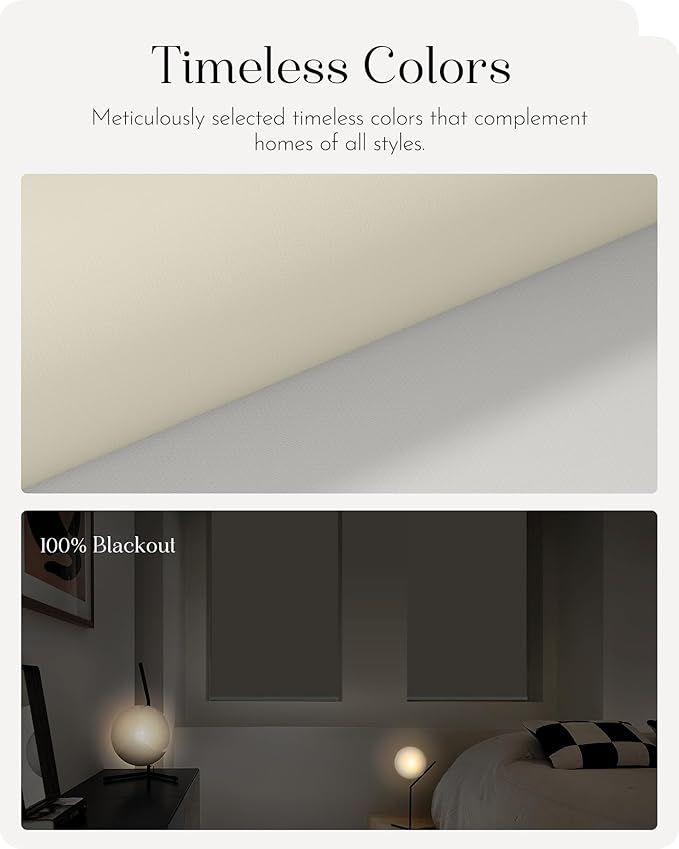 Graywind Smart Roller Shades 100% Blackout Window Blinds with APP Control Customized Automatic Shades for Home and Office(34" Wx72 H,Beige)