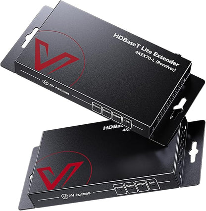 AV Access HDBaseT HDMI Extender Over Cat6a/7, 4K@60Hz 130ft / 1080P 230ft, Bi-Directional PoE, IR & RS232 Pass-Through, CEC, for Home Theater, Conference Room, Control System (4KEX70-L)