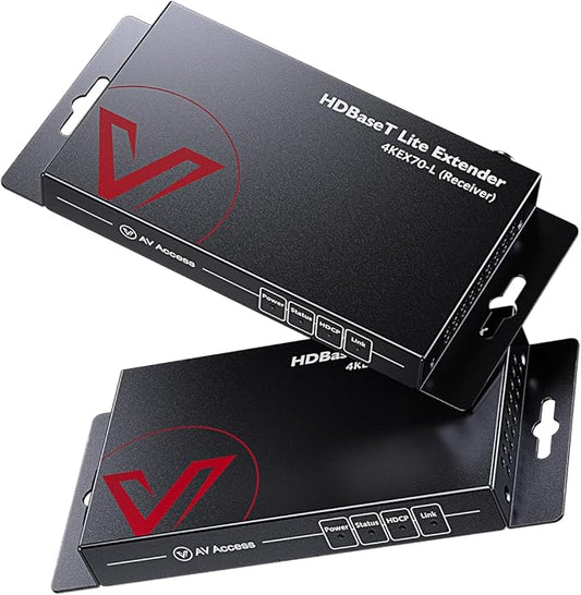 AV Access HDBaseT HDMI Extender Over Cat6a/7, 4K@60Hz 130ft / 1080P 230ft, Bi-Directional PoE, IR & RS232 Pass-Through, CEC, for Home Theater, Conference Room, Control System (4KEX70-L)
