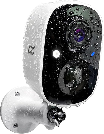 DCT Security Cameras Wireless Outdoor: WiFi Battery Cameras for Home Outside 2K Color Night Vision Motion Detection Surveillance Cameras Two-Way Audio Siren Alarm Spotlight(White)