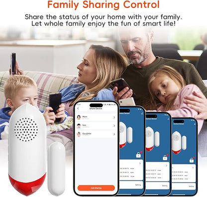 Smart WiFi Freezer Refrigerator Door/Window Alarm with Free Real-Time APP Alerts, 0-60s Delay, Scheduled Arm/Disarm, 0-120dB Adjustable Siren with Flashing Light for Fridge/Home/Store (1Pack)