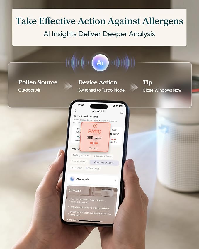 LEVOIT HEPA Air Purifier for Home Bedroom, Allergies Defense, Eleva 300X | 3-Channel Air Quality Monitor, AHAM VERIFIDE, Cover Up to 1200ft², Quiet Smart Room Purifier with AI Insight for Better Sleep | 3-Channel Air Quality Monitor, AHAM VERIFIDE, Cov...