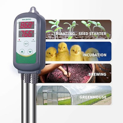 Inkbird WiFi ITC-308 Digital Temperature Controller Thermostat Remote Monitoring Controlling Home Brewing Fermentation Breeding Incubation Greenhouse