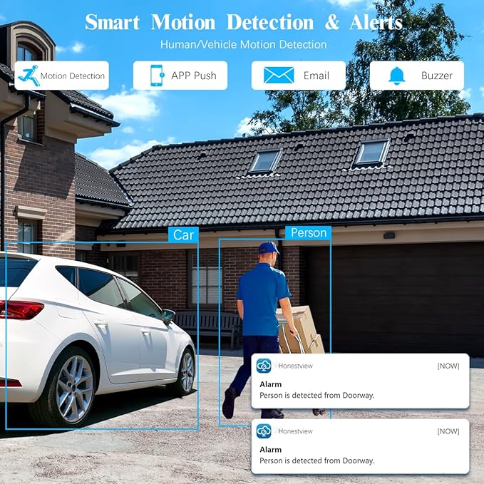 OOSSXX PTZ Full HD HD-Wired Outdoor Security Camera System Indoor House Dome PTZ 360 Camera Home DVR Systems Video Surveillance CCTV Cameras
