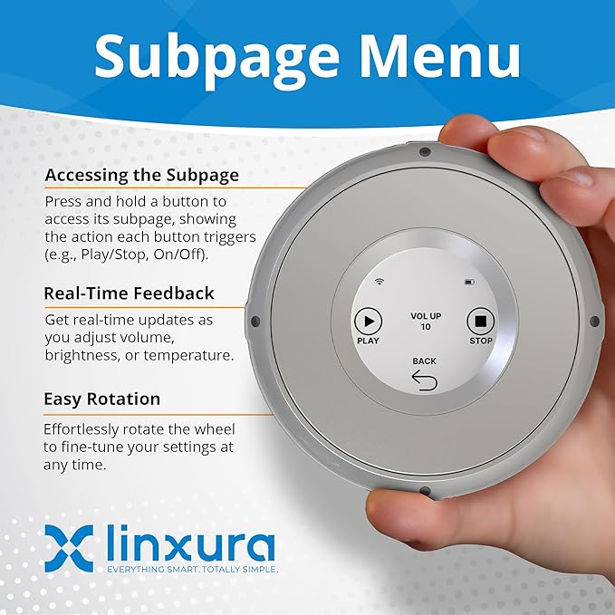 Smart Home Controller + Bluetooth Controller - Works with Alexa, Google Home, Home Assistant, SmartThings, Lights, thermostats and More - Programmable & Customizable Buttons (Sterling Moon)