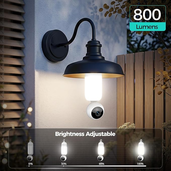 2K Light Bulb Security Cameras Outdoor Indoor - 355° Manual Pan