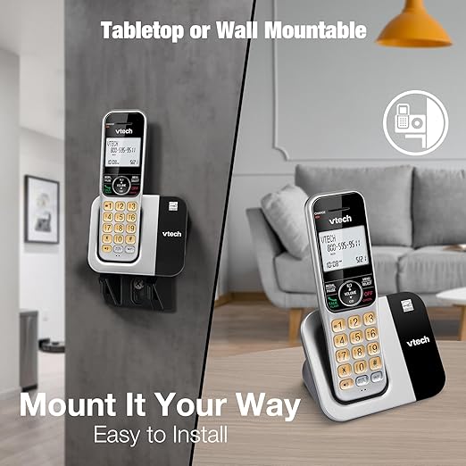 VTech 2-Handsets Cordless Phone System for Home with Call Block, Large Display & Buttons, Backlit Screen, Full-Duplex Speakerphone, Caller ID/Call Waiting, DECT 6.0, Table & Wall Mountable | CS5319-2