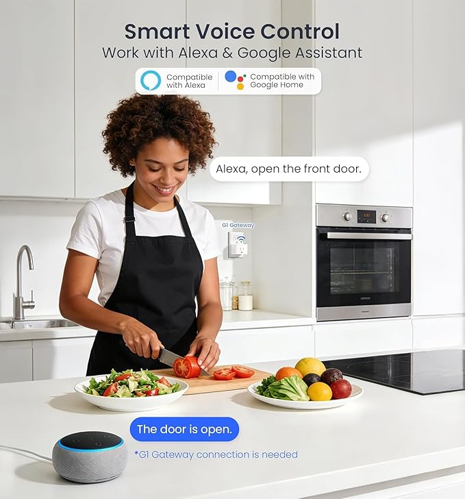 Veise VE018 Smart Knob Handle Lock - Fingerprint, App Control, Keyless Entry for Front Door and Bedroom, Electronic Digital Keypad, Auto Lock, Remote Access Sharing, IP55 Weatherproof, Matte Black