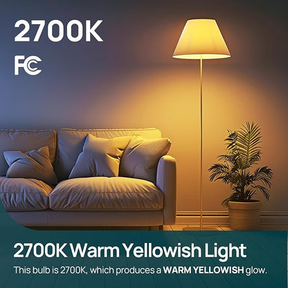 Linkind A19 LED Light Bulbs Dimmable, 60W Equivalent, 2700K Soft White, 9W 800 Lumens, E26 Standard Base, Lighting for Bedroom Living Room Home Office, 12 Packs