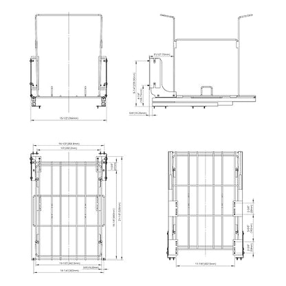Dowell B18 Aluminum Base Wastebasket Pullout with Door Mount and Two 50Qt/13Gal Plastic Bins (4012 0218+50x2)