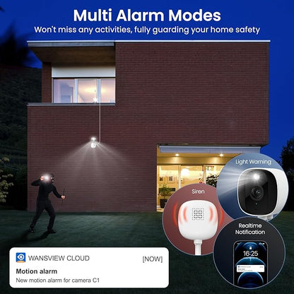 AOQEE 2K Cameras for Home Security-Outdoor/Indoor Camera for Dog/Cat/Pet/Nanny/Baby/Elderly, Color Night Vision, White Light, Siren, 24/7 SD Recordings, Works with Alexa, Plug in (C1-White-4pack-2.4G)