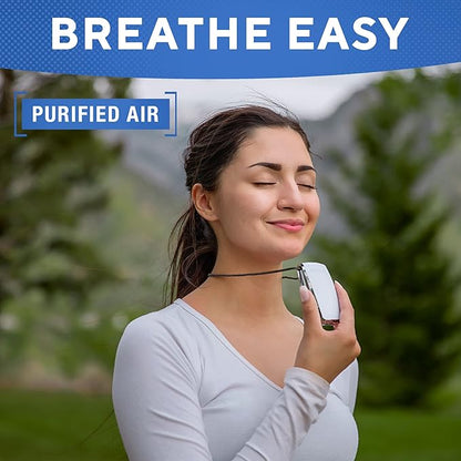 AirTamer A320W Rechargeable Personal Air Purifier, Proven Performance, Virus and Pollutant Tested*, White with Leather Travel Case